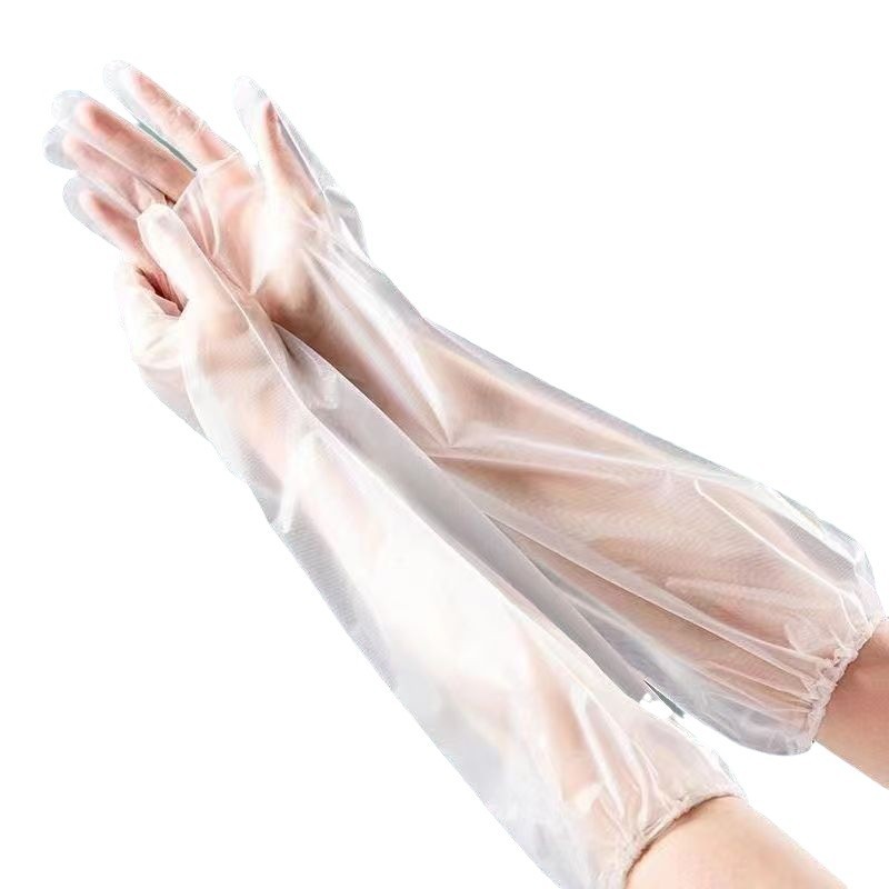 Guantes de limpieza de grado alimenticio engrosados, corsé de CPE alargado, cocina desechable, lavado de platos, limpieza impermeable, lavandería