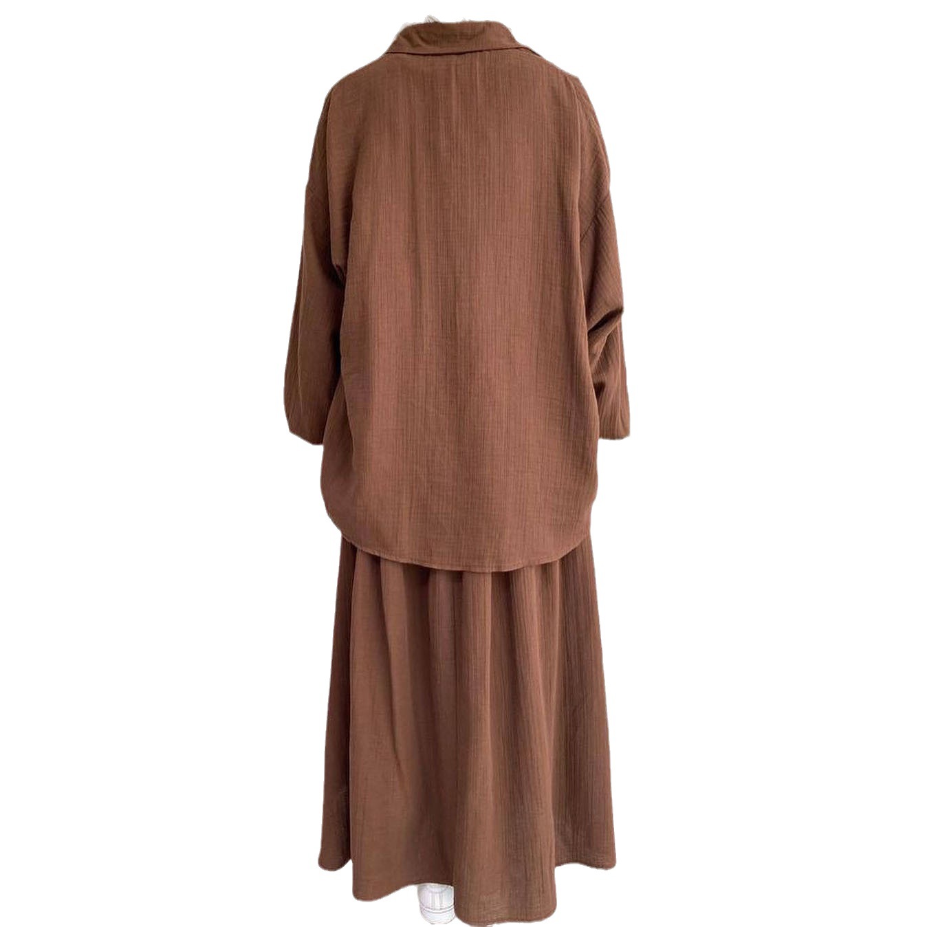 Half-length Skirt Suit, European And American Cross-border Women's Clothing, 2024 Spring Loose Long-sleeve Shirt,_ecoleips.com