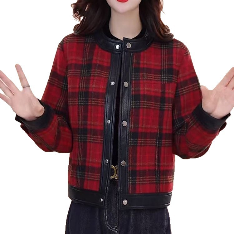 一件代发直播爆款小香风短款格子外套女秋季2025新款时尚夹克上衣|undefined