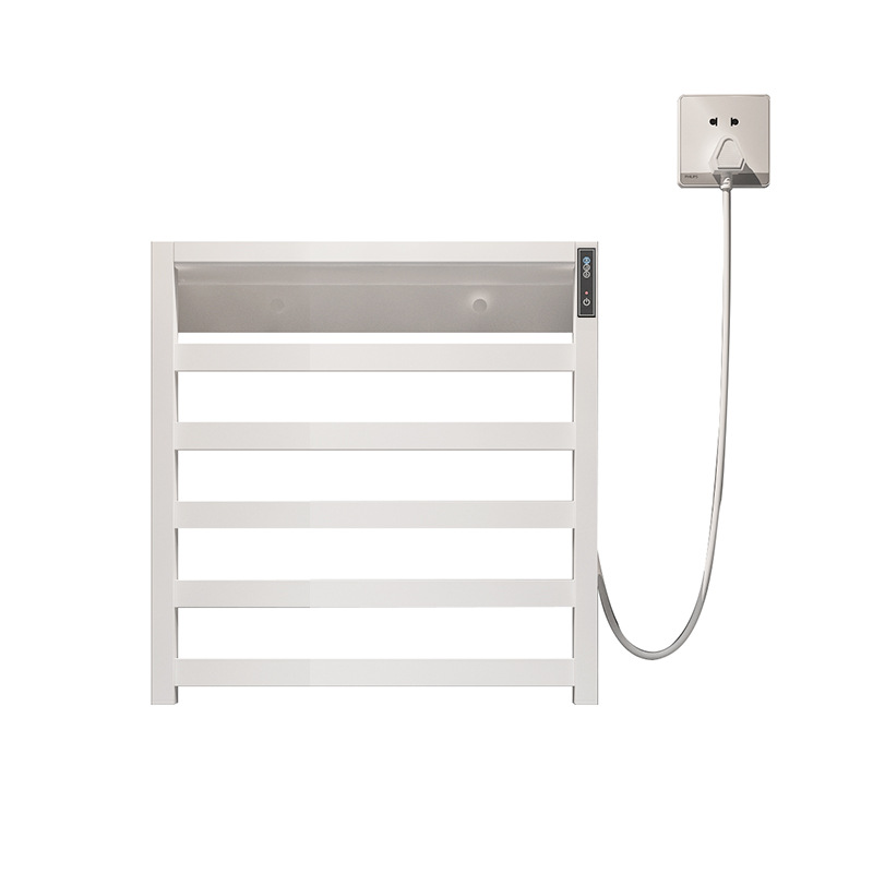 Toallero eléctrico calefactable de acero inoxidable para baño de casa y hotel, gris plomo, barra calefactora para toallas, secado, temporizador, inteligente.