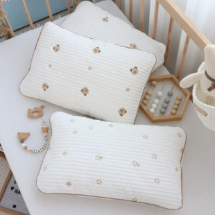 Children's Pillow Korean Quilted ins Style Baby Pillow Kindergarten Breathable Sweat Absorbing Cotton Pillow Baby's Comforting Pillow