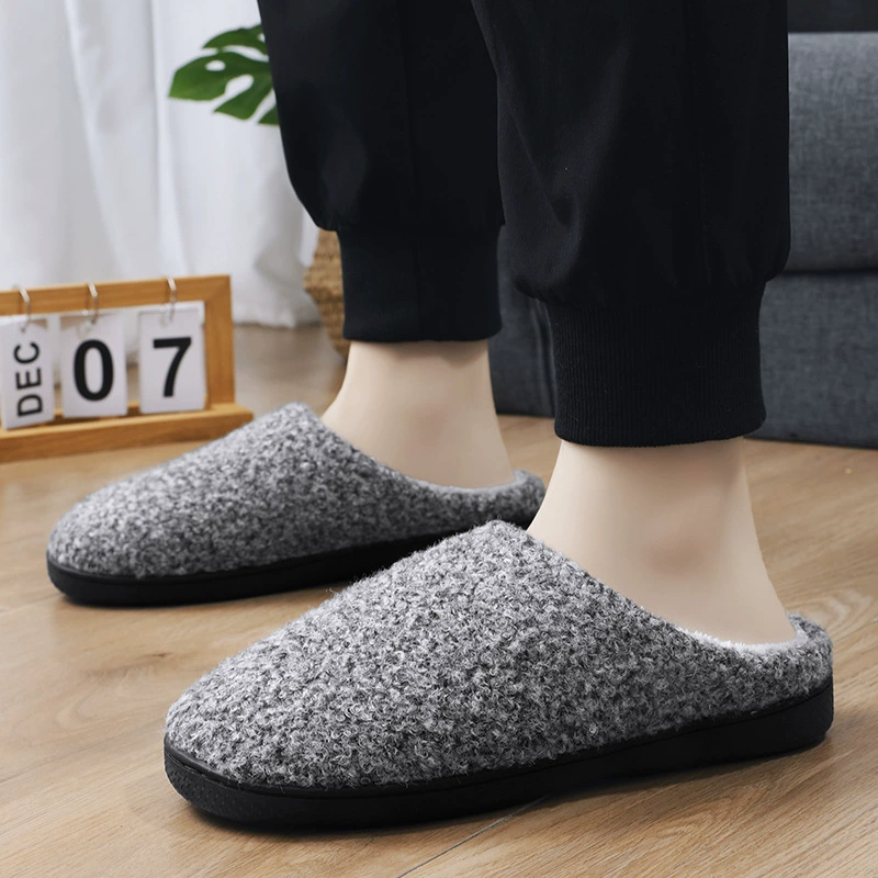 Осенние и зимние пары хлопковые тапочки мужские домашние хлопковые шлепанцы зимой теплые нескользкие булочки плюс бархатные трансграничные тапочки