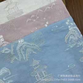 新中式国风金线提花绣花布 棉线蕾丝刺绣花边 洛丽塔童装礼服面料