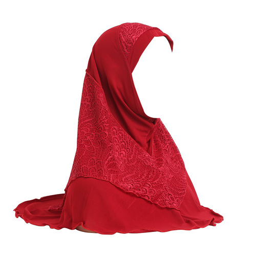 Malay Lady Big Girl Crystal Lace Embroidered Veil Hat Scarf H126