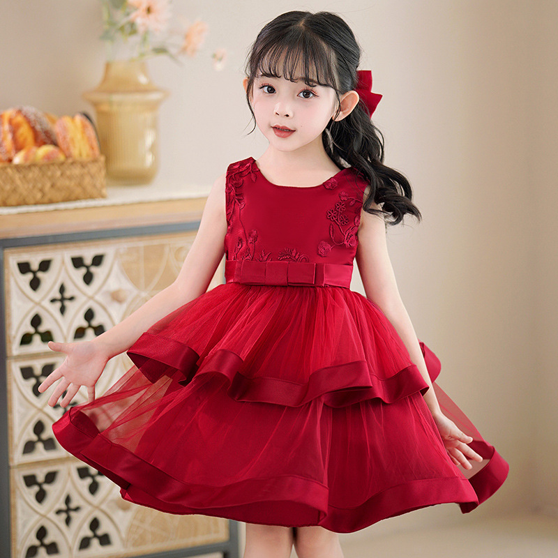 Vestido infantil vestido de princesa de verano niñas de alta gama trajes de cola gorilla de vestido de desfile de flores