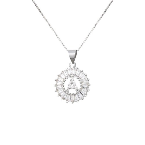 SYN | Cross-border Silver Small 26 English Letter Necklace from Shein Europe & America | Direct Supply of Zircon-Inlaid Copper Letter Pendants