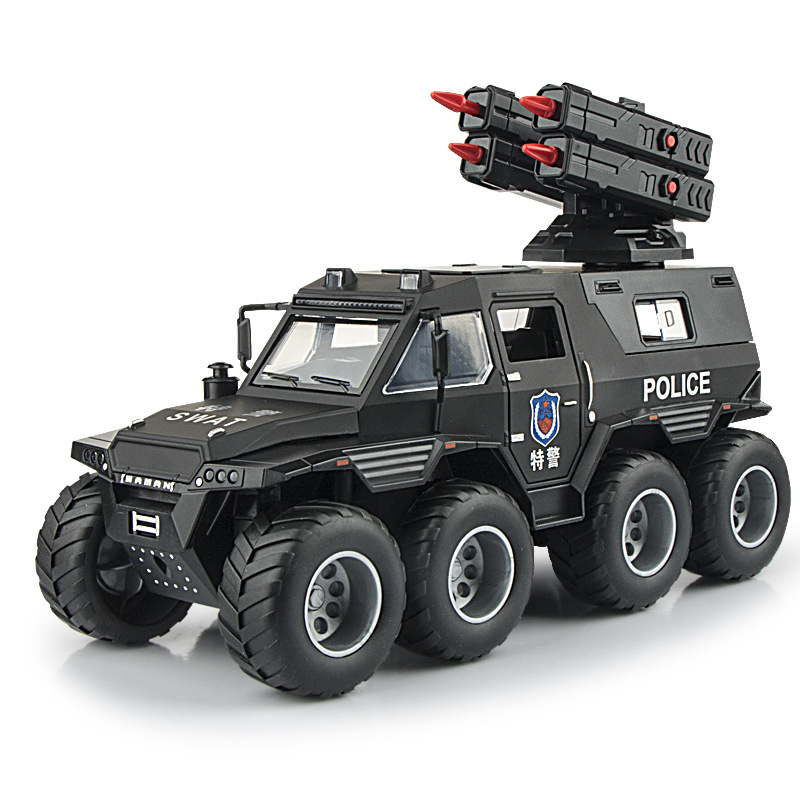 1: 24 Conquistador chaman coche blindado de policía modelo de aleación eco acústica adornamiento de la ciudad especial coche Chenghai al por mayor