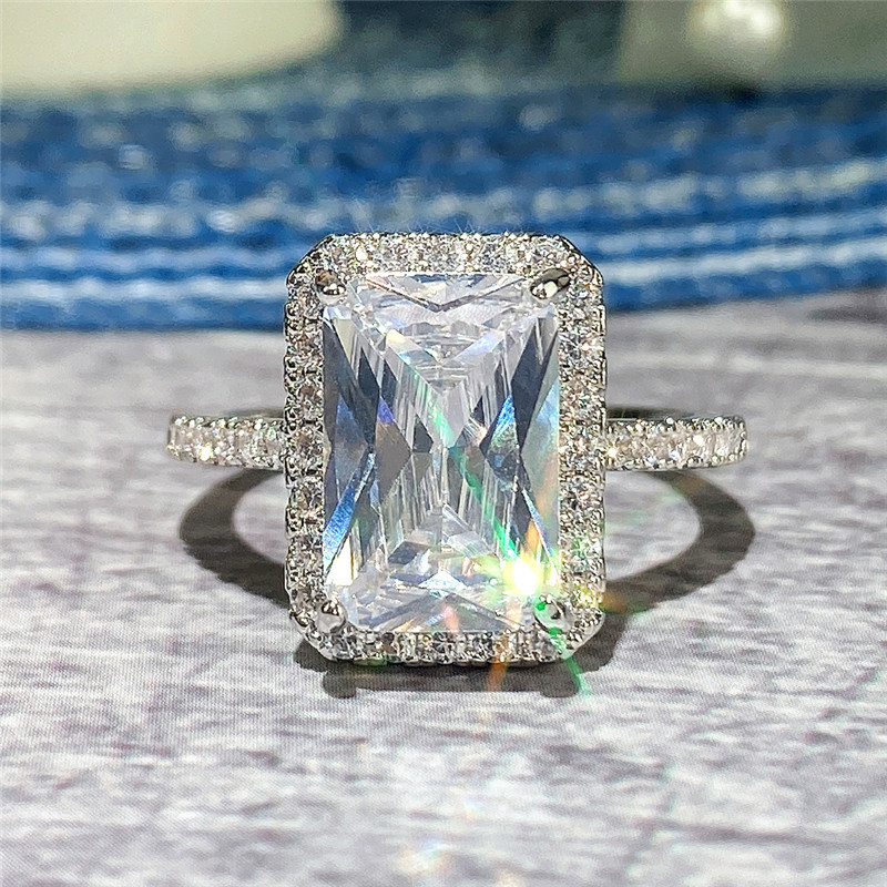 Zircon Inlay Material Wholesale Simple Style Shiny Rectangle Copper Inlay Zircon Rings