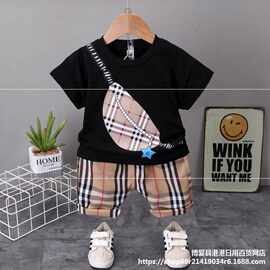 children check shorts baby summer two-piece suit boy summer