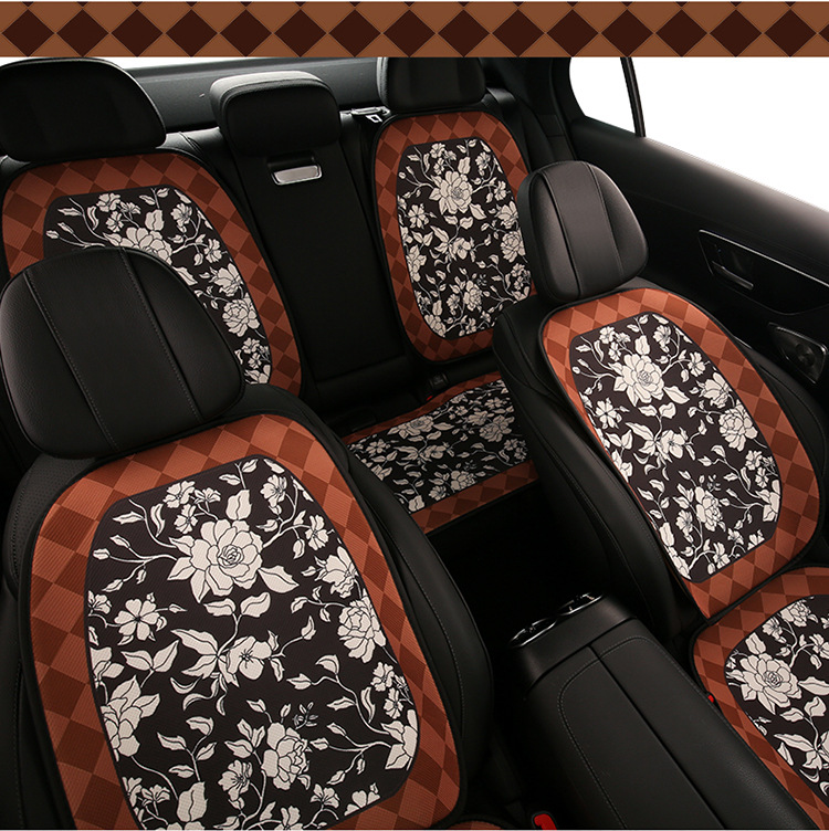 Car seat cushion four seasons universal camellia seat cushion cute seat cover fabric car seat cover non-slip goddess car cushion