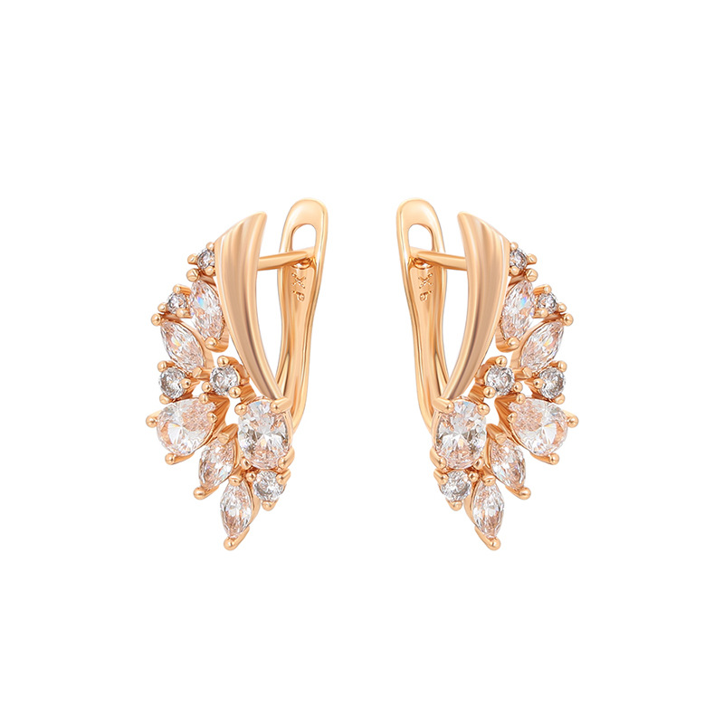 Xuping nicho ruso retró broche de auriculares de cobre chapado en 18k color europeo y americano pendientes transfronterizos personalizados al por mayor