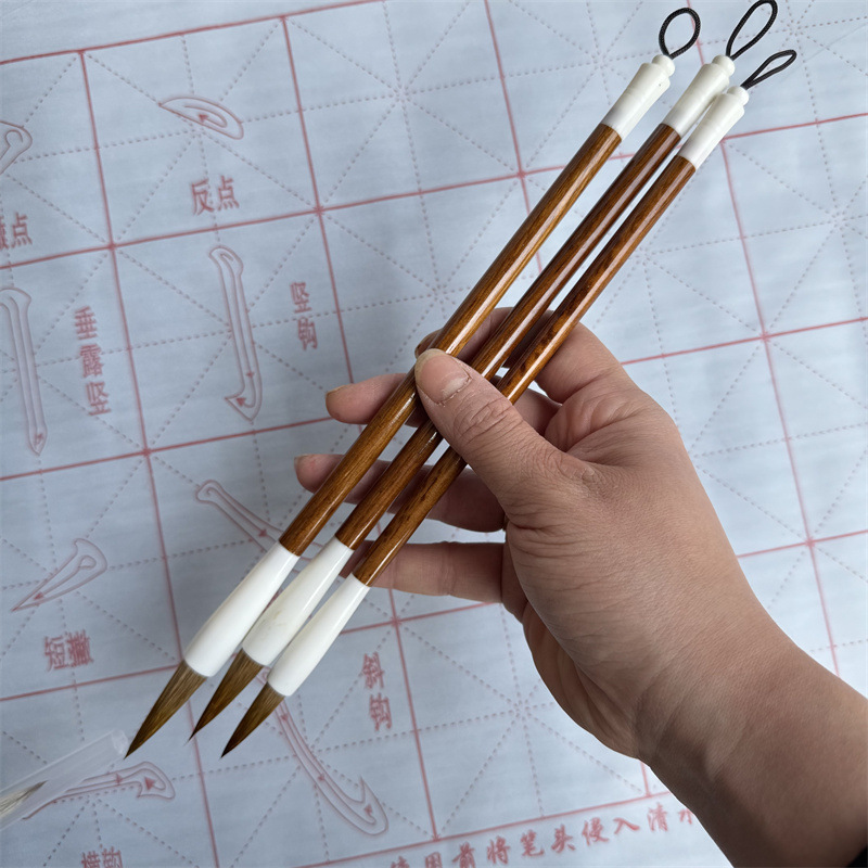 学生木杆狼毫毛笔 初学者培训班成人练字书法狼毫毛笔书法国画笔