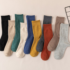 秋冬新款堆堆襪純色日系ins潮簡約高羅口長筒襪諸暨女襪襪子批發