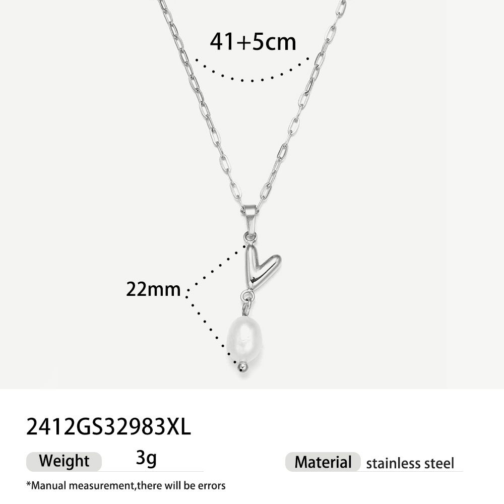 TENA collar de acero inoxidable de perlas verdaderas simplista de alto nivel nicho de diseño de acero de titanio collar de collar para mujeres image 7