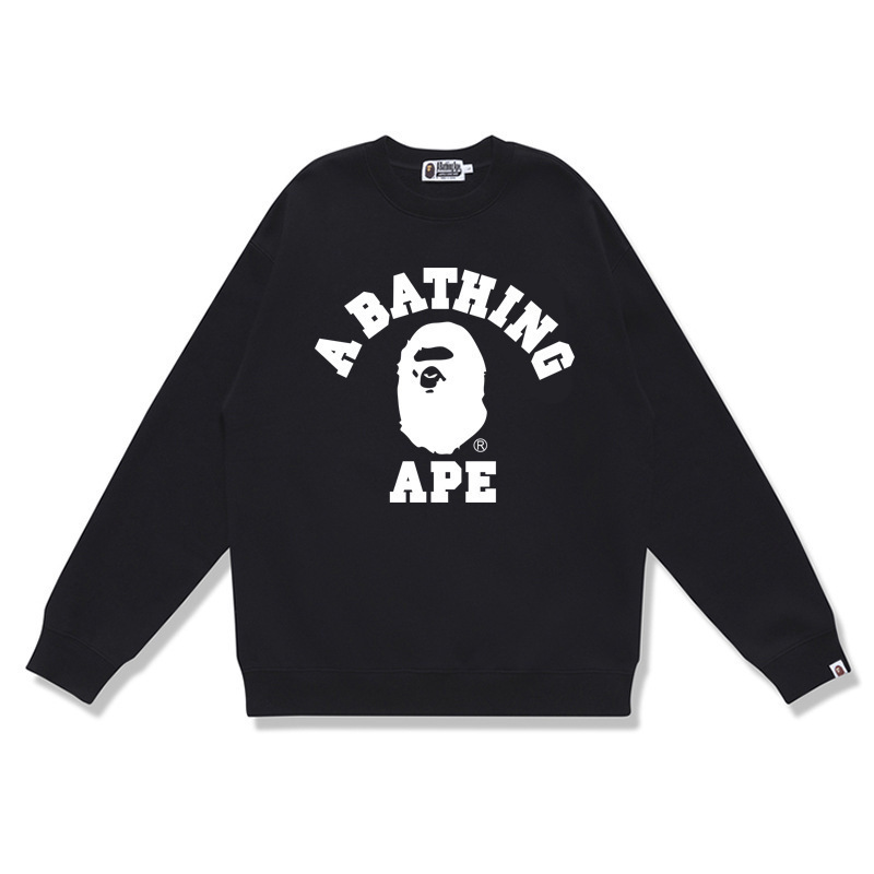 Cross-Border Trendy Brand Bape Cotton Non-Fleece Crewneck Sweatshirt for Men and Women, Autumn and Winter Long-Sleeve Letter Print Loose Pullover Top Cross-Border Trendy Brand Bape Cotton Non-Fleece Crewneck Sweatshirt for Men and Women, Autumn and Winter Long-Sleeve Letter Print Loose Pullover Top