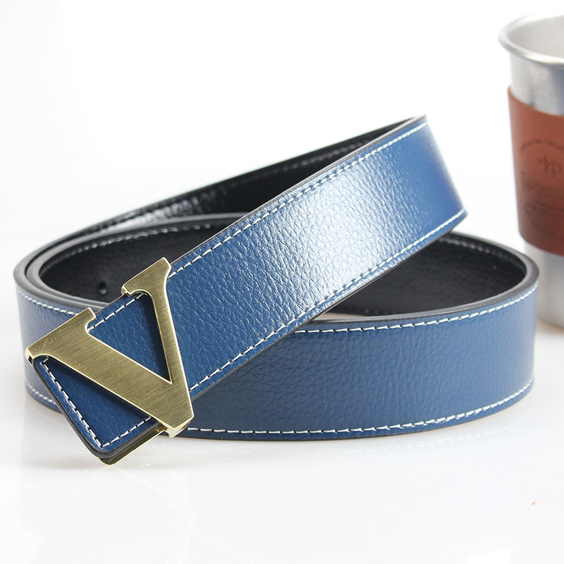 V buckle blue h body gold buckle