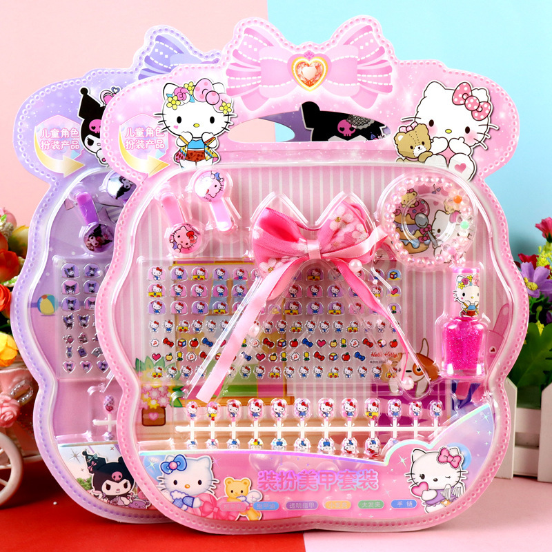 Children's Cartoon Nail Stickers Diamond Stickers Ring Hair Rope Bracelet Gemstone Nail Fake Piece Set Nail Stickers Stickers
