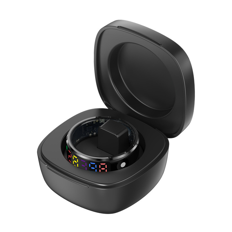 R12 Smart Ring With Color Touchscreen – Heart Rate, SpO2, Sleep & Activity Tracker (Black/Silver/Rose Gold, Sizes 8-12, Bluetooth Sync)_voghion.com