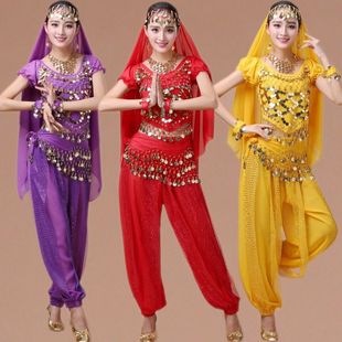 Indian Dance Costume Performance Clothing Adult New Ethnic Dance Yangko Dance Xinjiang Dance Belly Dance Short-Sleeved Suit