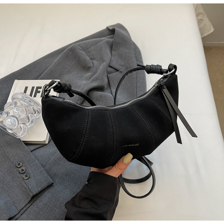Retro Suede Bag For Women 2025 New Fashion Trendy Hobo Bag Textured Crossbody Shoulder Dumpling Bag - Thumbnail 6