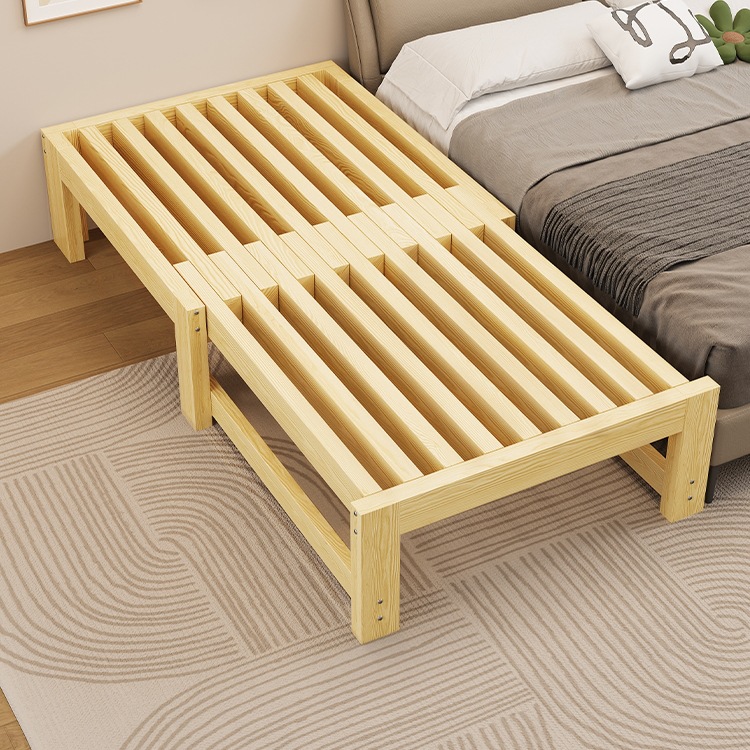 Solid Wood Retractable Bed Small Apartment Living Room Tatami Single Bed Multi-Functional Simple Folding Dual-Purpose Sofa Bed
