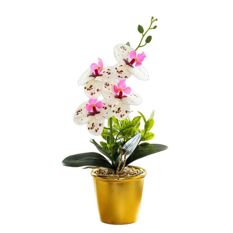 Orquídea de mariposa de tres cabezas de flores falsas bonsai estilo nórdico decoración interior flores artificiales imitación de maceta image 6
