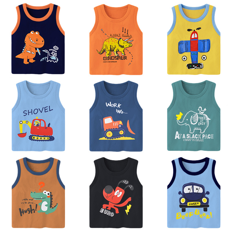 夏季兒童背心純棉男童無袖薄款女童寶寶嬰兒上衣中小童裝外穿夏款