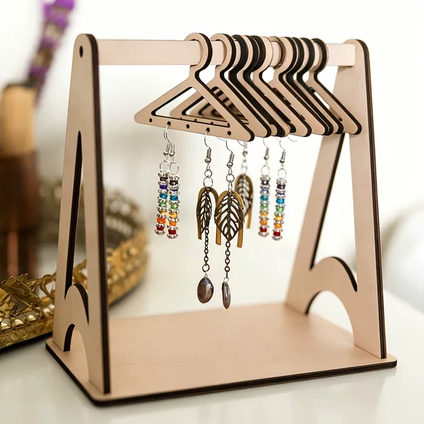 C-End Hot-Selling Wooden Earring Display Stand, Small Jewelry Display and Earring Storage Rack, Home Desktop Storage Rack