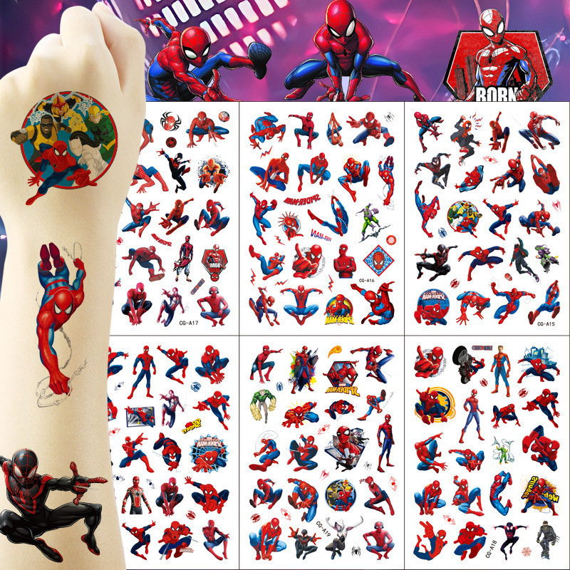 Cross-Border Children's Cartoon Spider-Man Tattoo Stickers One-Time Water Transfer Stickers the Amazing Spider-Man Tattoo Birthday Party Cross-Border Children's Cartoon Spider-Man Tattoo Stickers One-Time Water Transfer Stickers the Amazing Spider-Man Tattoo Birthday Party