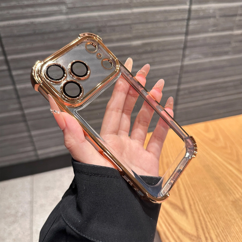 适用iPhone17promax手机壳电镀四角防摔苹果16镜头膜15软壳保护套|undefined