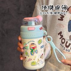 蜡笔小新吸管保温杯女高儿童新款可爱杯子高颜值水杯学生上学卡通