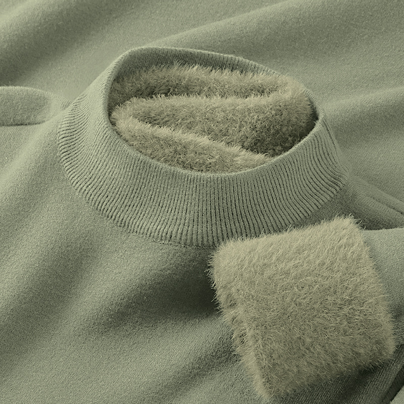 モーダルウール秋冬半高襟セーター男性ニット長袖韓国版ベルベット厚手シャツ上着