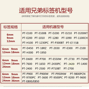 6Bvq Is Suitable for Label Machine Ribbon 12mm 9 18 24 36mm Printing Paper Pt-E115B/D210 Label