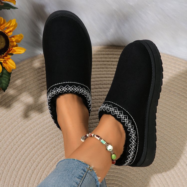 Women's Shoes Snow Boots Snow Boots Men And Women Large Size Flat National Wind Lazy Man A Slip-on Head Warm Cotton Slippers Snow Boots_viptrois.com