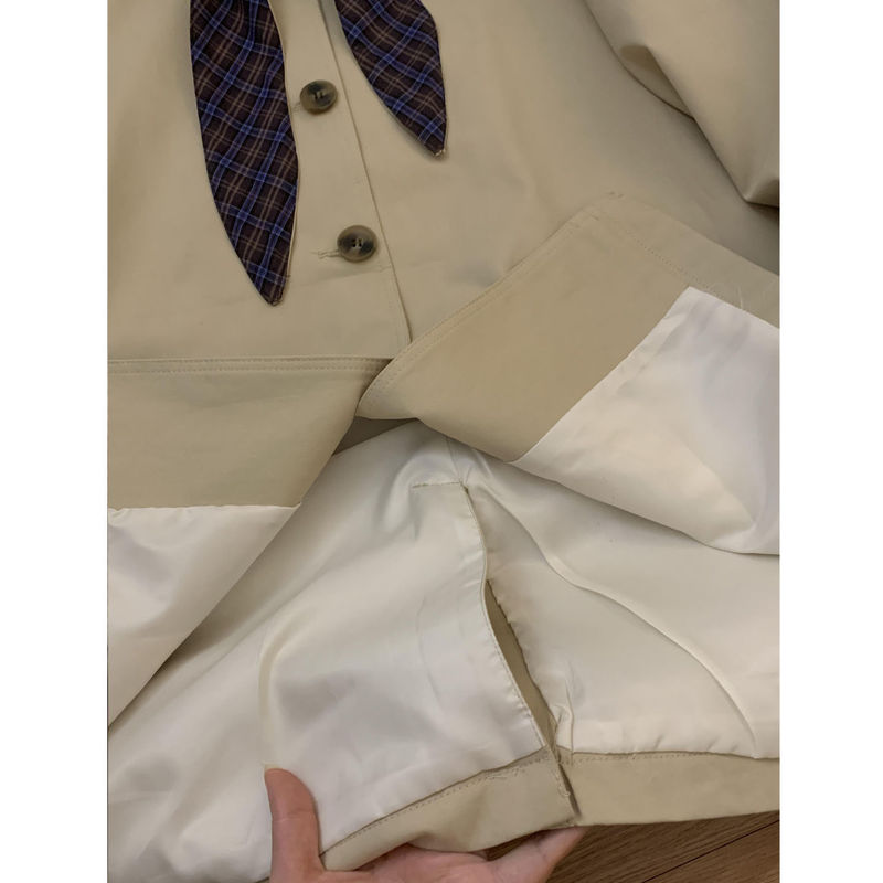 卡其色连帽风衣外套女2025春秋季新款巨好看的小个子正流行中长款|undefined