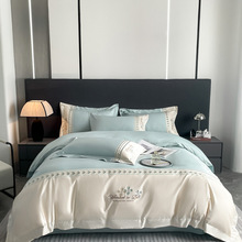 钱满满轻奢高端全棉四件套新疆长绒棉刺绣被套床单家用纯棉四件套