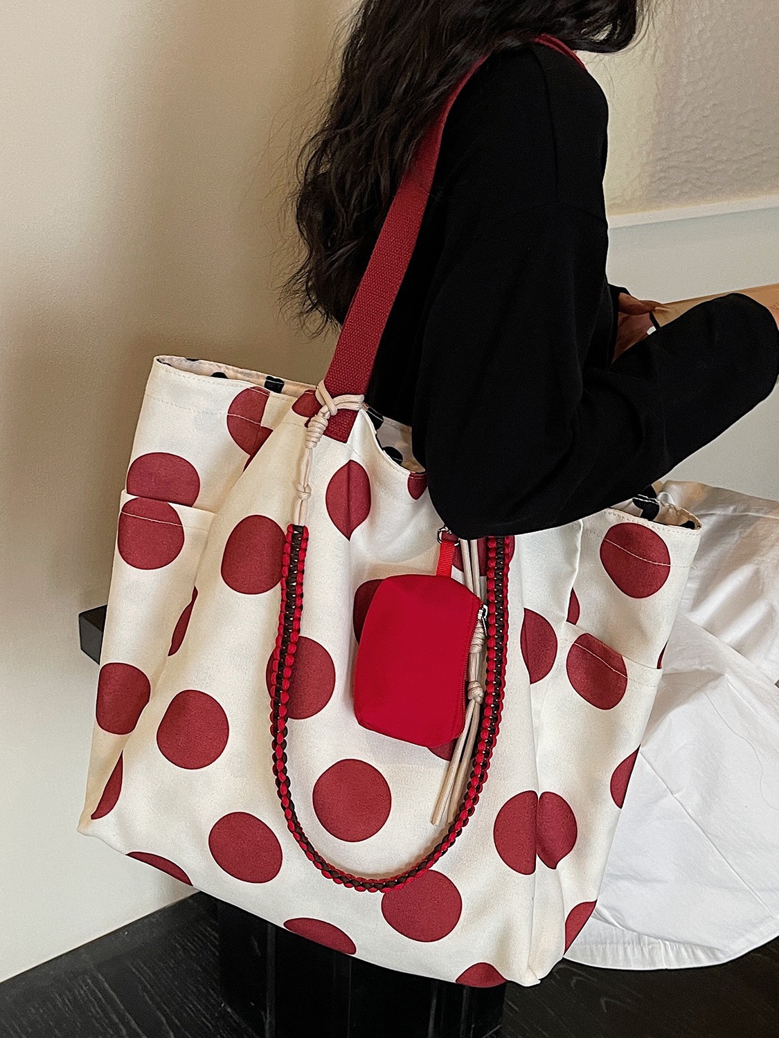Coreano simple onda punto bolso de hombro para mujeres ventas calientes nuevos estudiantes perezosos clase de viaje bolsa de gran capacidad