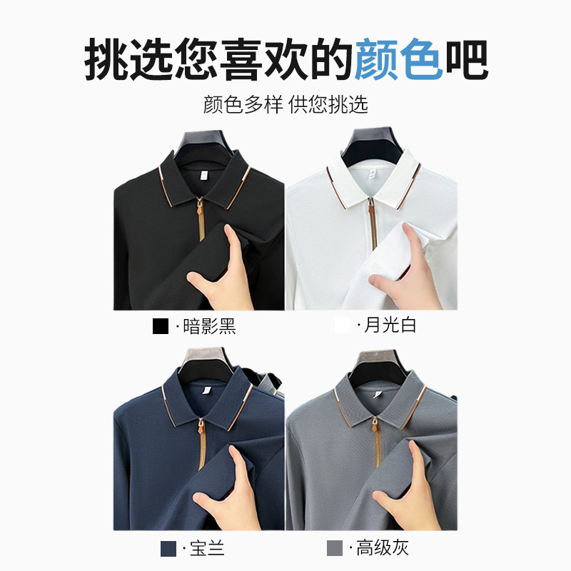 2025秋季新款韩版长袖t恤男装 帅气时尚套头翻领polo衫商务通勤|undefined