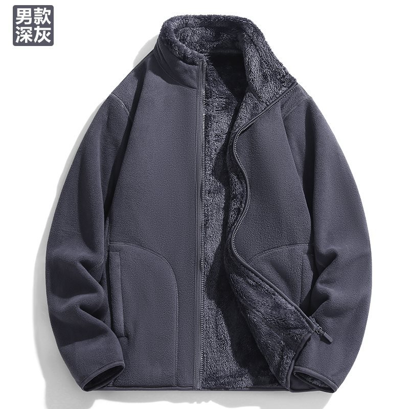 新款立领拉链双面绒情侣外套宽松休闲保暖开衫百搭上衣柔软时尚舒