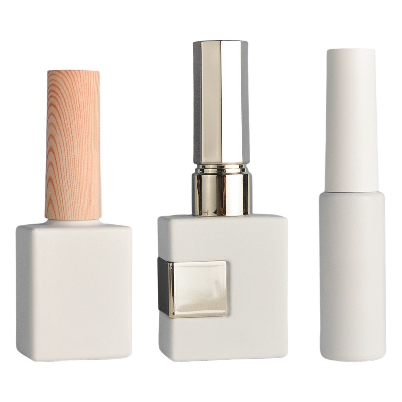 Botella de goma de esmalte de uñas de fábrica de origen Botella de embalaje de botella de esmalte de uñas blanco Botella de vidrio de stock 15ML10ML8ML