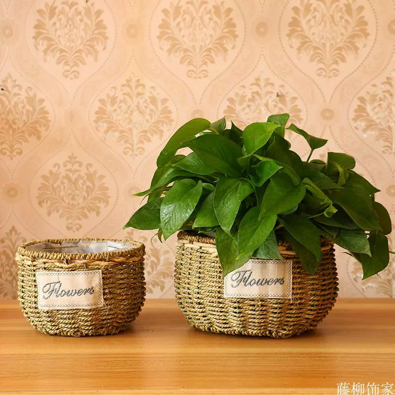 Стручка из соломы ручной цветочный горшок, плетёная корзина, J64