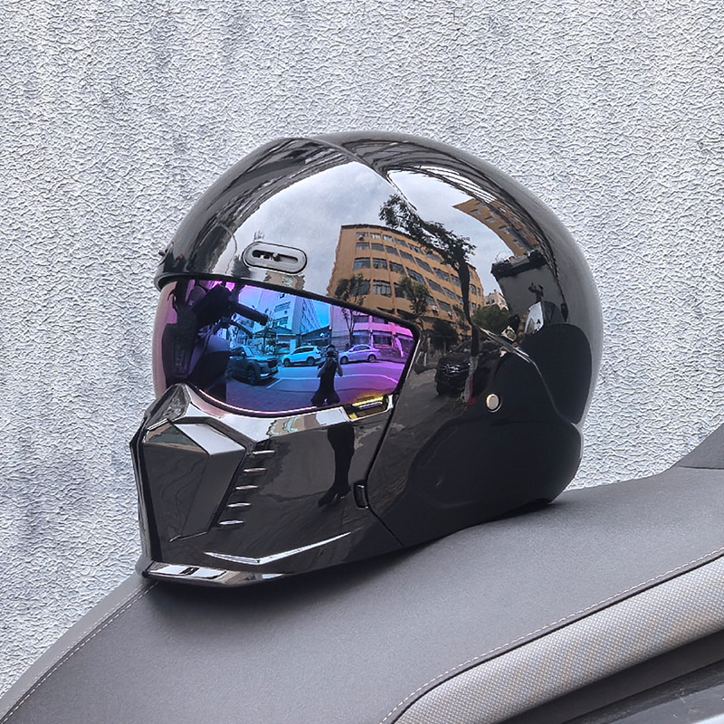 Casco de Motocicleta Retro Cruzado de Estilo Guerrero, Talla Grande, con Diseño de Escorpión, Ligero y Integral