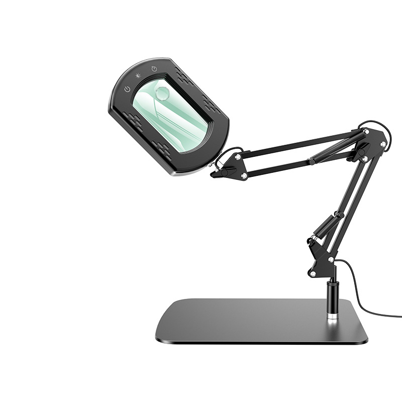 Lámpara de Mesa LED Plegable con Lupa USB de Plástico, Control Táctil y Protección Ocular, para Manicura y Lectura
