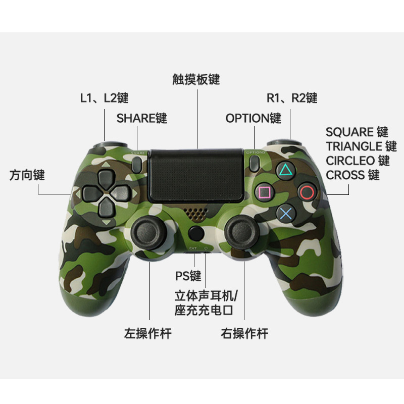 Ventas directas de fábrica Ps.4 controlador de pc de mango inalámbrico vibración de seis ejes giroscopio somatosensorial Bluetooth P4 gamepad