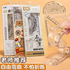 学生定規セット 4点セット 三角定規 15cm20cm定規 試験用 透明製図セット