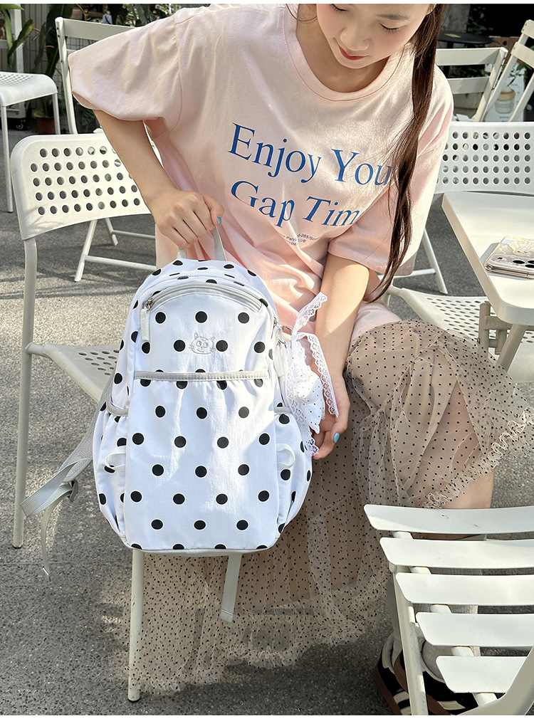 Polka Dot Lightweight Laptop Travel Nylon Backpack 34