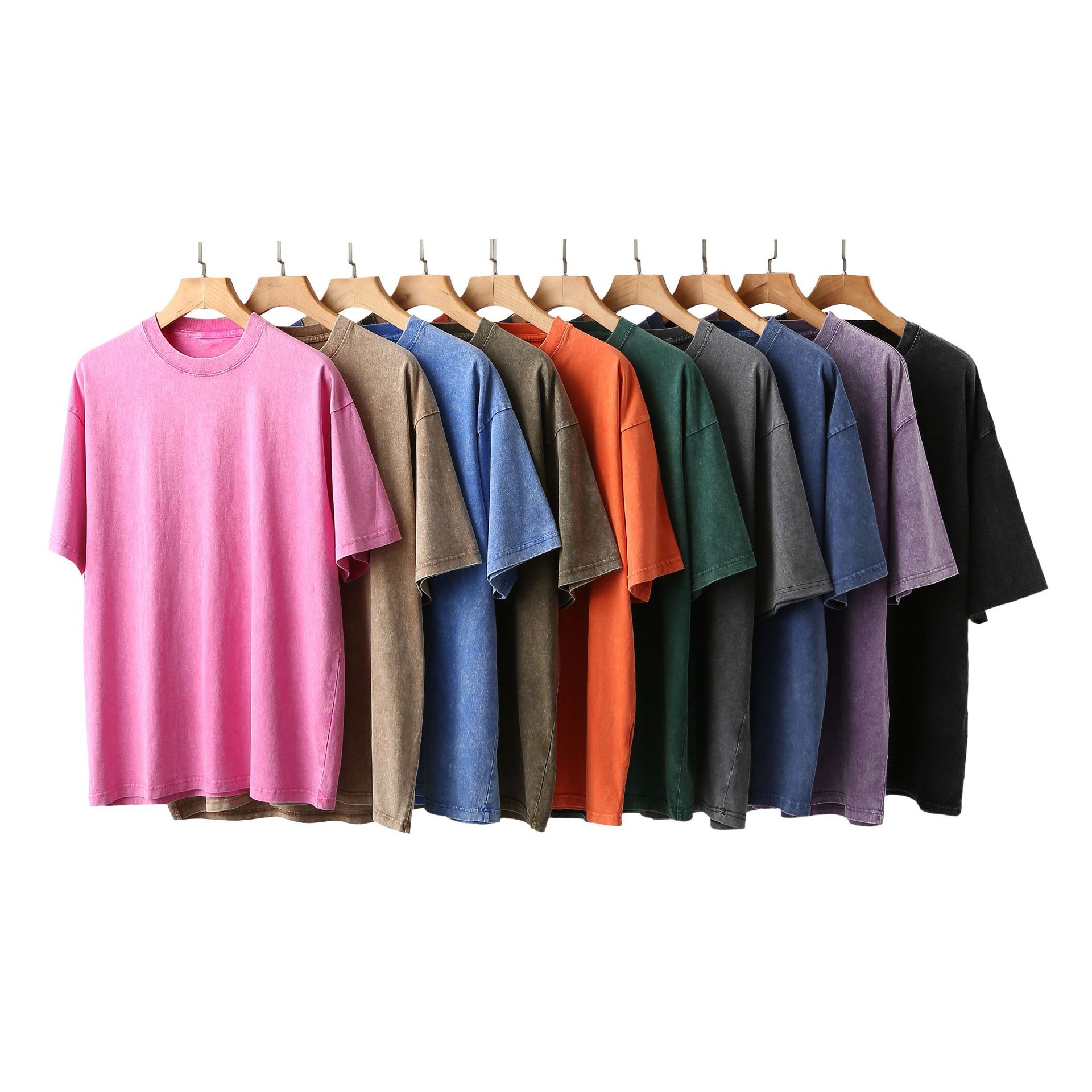 Camiseta de manga corta para hombre 230g de algodón pesado desgastado lavado Camiseta retro batik con hombros caídos para hombre medias mangas sueltas para hombre