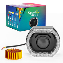 新款4.5寸摩托车led射灯幻彩APP天使眼恶魔眼内置大灯电动车改装