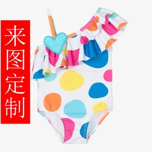Children and Girls Xiaohongshu Colorfulful Polka Dot Slanted Shoulder High School Entrance Examination Physical Education Clothes Sun Protection Uv Swimming Cap Swimsuit Factory