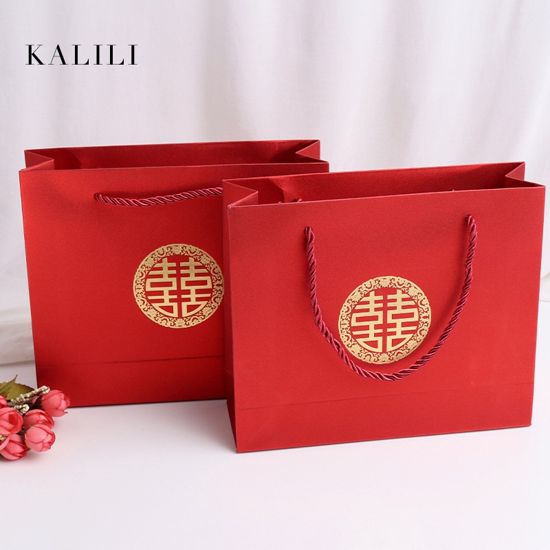 喜临门红色牛皮纸袋手提袋礼品袋包装红色袋子首饰金银饰品收纳袋